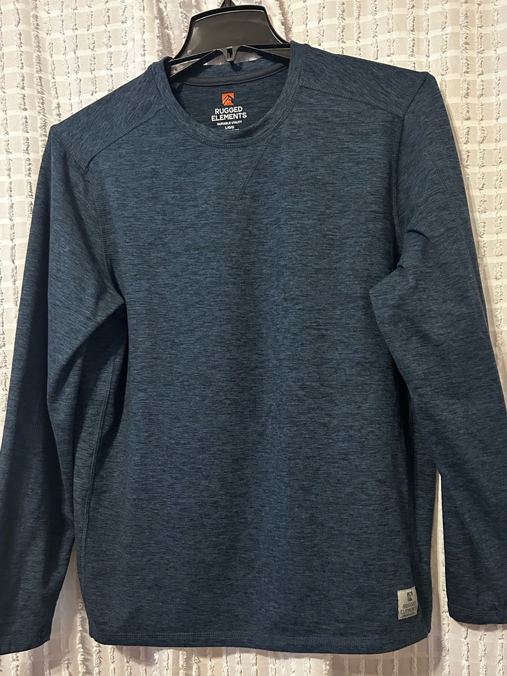 Men’s Large Rugged Elements Long-Sleeve Crew in Heather Blue
